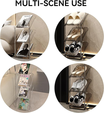 YYW Narrow Shoe Rack Vertical Shoes Rack for Entryway Corner Shoe Storage Organizer for Small Spaces Transparently Tall Slim Shoe Shelf for Front Door Entrance Living Room Grey 5 Layers