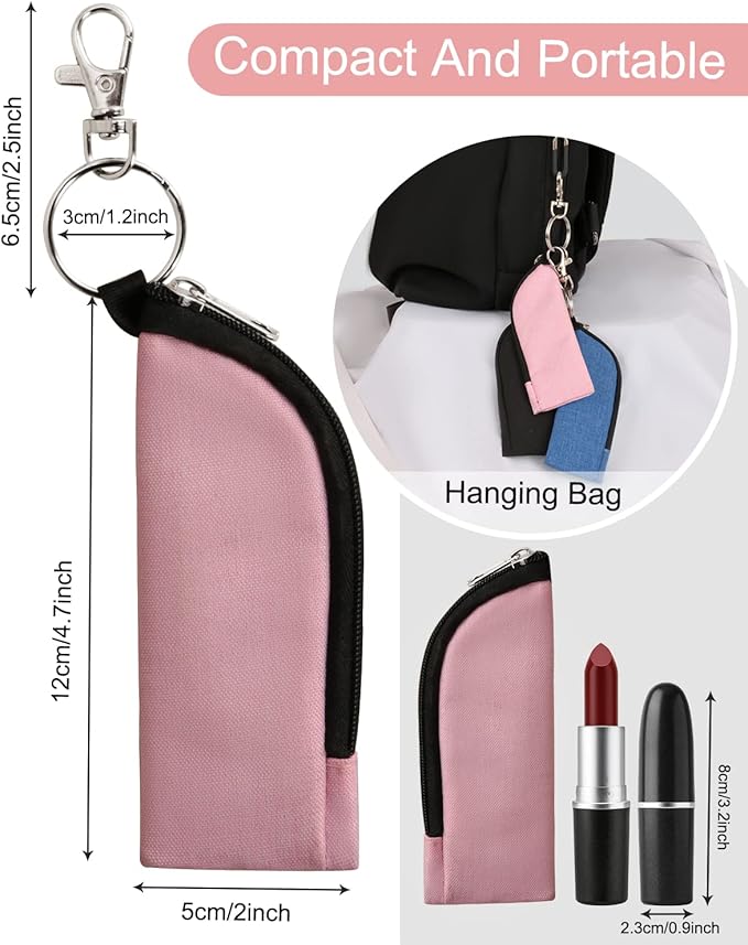 Chapstick Holder Lip Balm/Gloss Sleeve Pouch Portable Lipstick Bag With Hook Gift for Women (3pcs)