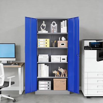Metal Garage Storage Cabinet,Steel Storage Cabinet with Doors and Adjustbale Shelves,Lockable Tool Cabinet for Garage,Basement,Home Office,School