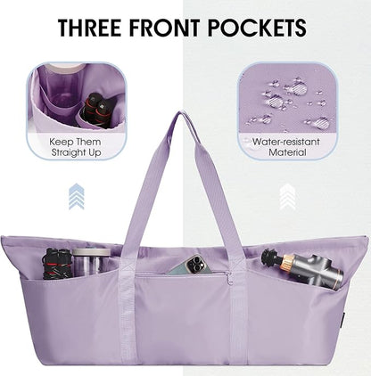 Large Yoga Mat Bag with Shoes Compartment and Wet Pocket Ladies Pilates Gym Tote Bag with Yoga Mat Holder Strap for Women Men Workout Carrier Stuff Accessories