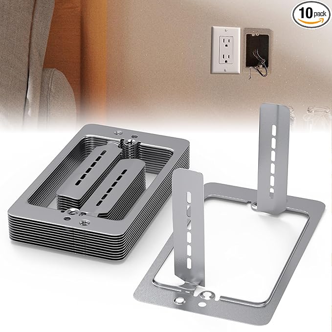 10 Pcs Low Voltage Mounting Bracket 1 Gang,Single Gang Drywall Brackets,Low Voltage Box Brackets for Drywall Outlet Cable Pass Through Wall Plates,Fixing Loose Outlets or Adding New Outlet