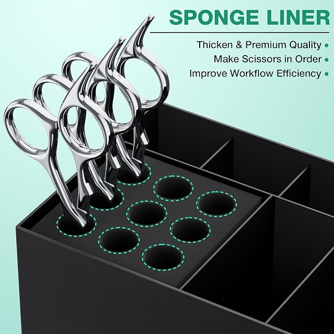 Noverlife Hair Salon Scissor Holder Box, Shear Holder for Stylist, Professional Hairdressing Scissors Rack Barber Organizer Box for Storage Combs Clips Brushes Holder, Barber Supplies Shear Case