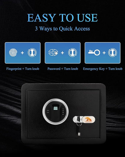 TIGERKING Security Fingerprint Biometric Safe Digital Safe for Home, Office- Black
