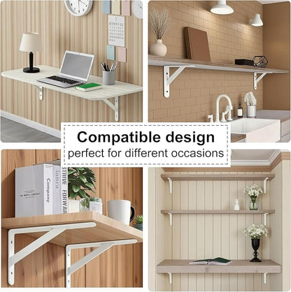 10 Inch Shelf Brackets, Set of 8 Steel (White, 10 inch 8 Pack)