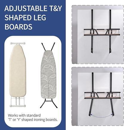 Ironing Board Hanger - Over The Door Ironing Board Holder Iron Holder Wall Mount, Laundry Room Organization and Storage for Iron, Steam & Supplies, Fits Up to 1.8 in Door
