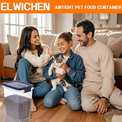 EIwichen Dog and Cat Food Storage Container with Scoop - 5-10 Lbs Pet Food Container with Airtight Lid, Dry Food Bin BPA Free, Kibble Container, for Pet, Cat, Dog, Bird Seed, e