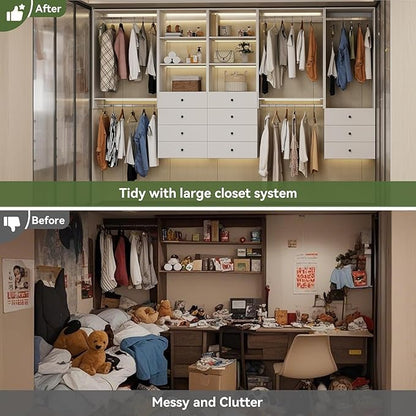 Modern Closet System for Walk In Closets, Built In Organizer Shelving Units, Modular Storage Solutions, Wall Mount Closet Organization Systems