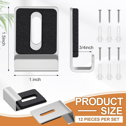 12 Pcs Metal Mirror Holder Clips for Wall Mounting Heavy Duty Frameless Mirror Hangers Hooks Hardware Mounting Clip for Wall Tile Billboard Display(Silver,3/4 Inch)