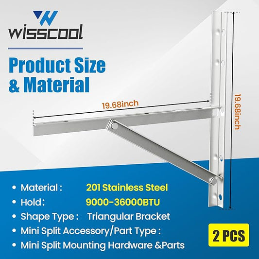 Mini Split Wall Mounting Bracket for 9000-36000 BTU Air Conditioner, Foldable Heavy Duty AC Support Bracket for Wall Mount Condenser AC Heat Pump Systems, 201 Stainless Steel Max 800 Lb