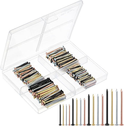 Mr. Pen- Nail Assortment Kit, 600 pcs, 4 Sizes, Assorted Colors, Small Nails for Hanging Pictures, Finishing Nails, Wall Nails for Hanging, Pin Nails, Hardware Nails, Assorted Nails, Galvanized Nails