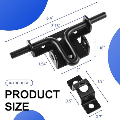 Slide Bolt Gate Latch with Padlock Hole, Heavy Duty Fence Slide Latches Outdoor Doors for Wooden Fence, Shed Door, Vinyl Door
