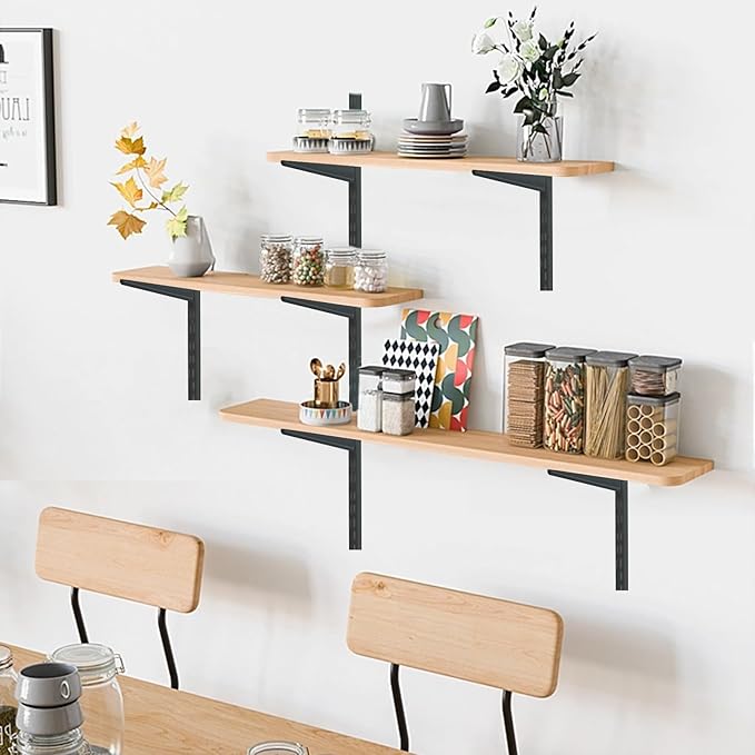 10 Pack 16.5‑Inch Adjustable Wire Shelf Brackets – Heavy‑Duty Double‑Track Closet & Wall Shelving System Supports（Black）