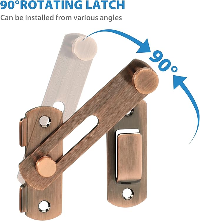 Alise 4 inch Flip Latch Gate Latches, Safety Door Lock for Barn Wood Fence Sliding French Doors,Heavy Duty SUS304 Stainless Steel Gate Hardware Red Bronze MS9500-R