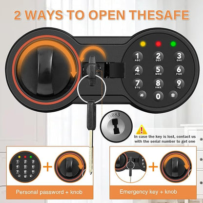 [23.6" Tall] Large Safe Box with LED Light, Anti-theft Home Safes with Programmable Keypad, Spare Keys and 3 Removable Shelves, Digital Security Safes for Home Money Firearm Documents Medicines