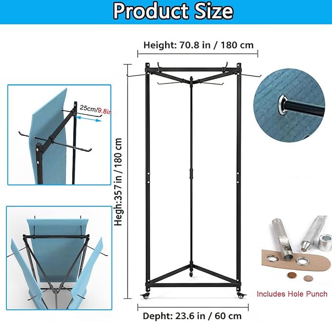 YTLEMON Yoga Mat Holder Hanging, Floor Rolling Yoga Mat cart, Large Capacity Storage Rack, with Includes Hole Punch, Metal Square Tube Storage Shelf for Home Gym,Fitness Club,Yoga Studio (Black B)