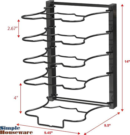 SIMPLE HOUSEWARE 5 Compartments Height Adjustable Pan Organizer, Black