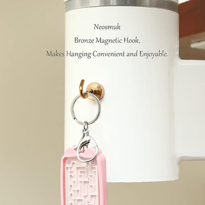 Neosmuk Magnetic Hooks,30lb+ Heavy Duty Earth Magnets with Hook for Refrigerator, Extra Strong Cruise Hook for Hanging, Magnetic Hanger for Cabins, Grill (Bronze, 10 Pack)