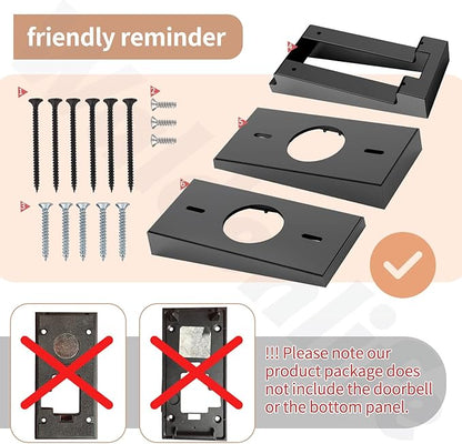 Waldenlife Video Doorbell Mount - Black Plastic Wall Mount for Ring 2/3/3 Plus - Fits Vinyl, Aluminum & Cedar Walls - Angle Adjustment