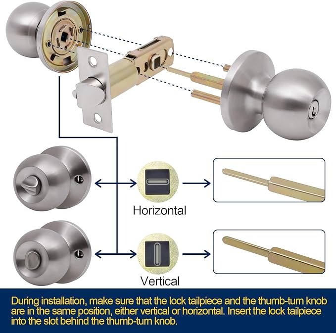 Lanwandeng 4 Pack Door Knobs with Lock and Key,All Keyed Same Entry Door Knob, Exterior and Interior Door Lock, Door Handle Satin Nickel