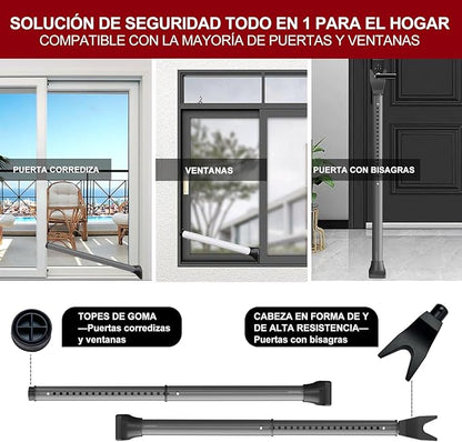AceMining Upgraded Door Security Bar & Sliding Patio Bar, Heavy Duty Stoppers Adjustable Jammer for Home, Apartment, Travel (1 Pack,Grey)