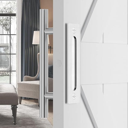 SMARTSTANDARD 12" Barn Door Handles,Sliding Barn Door Pull Handle Stainless Steel,Heavy Duty Large Rustic Two-Side Design for Gates Garages Sheds Furniture Round