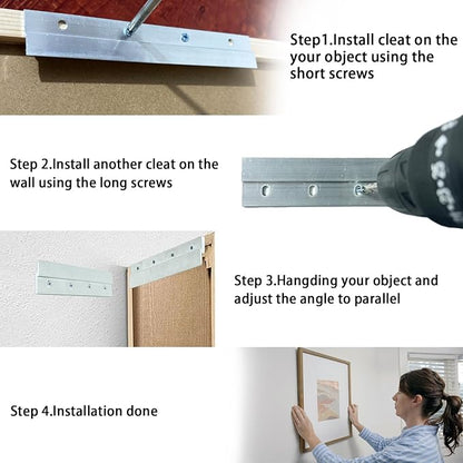24'' French Cleat Heavy Duty, French Cleat Hanger - Heavy Duty Aluminum Z Hanger for Hanging Picture, Mirror, Shelf, Headboard, Panel or Whiteboard ( 2 Pairs, Supports 140 lbs )