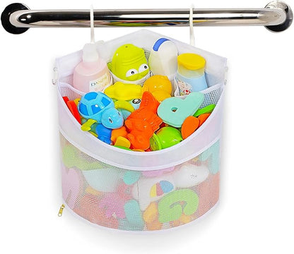 Ligereza Baby Bath Toy Organizer, Quick Drying and Mould Proof, Corner Hang-Suspension Holder, Large Capacity Multi Use Shower Caddy (White)