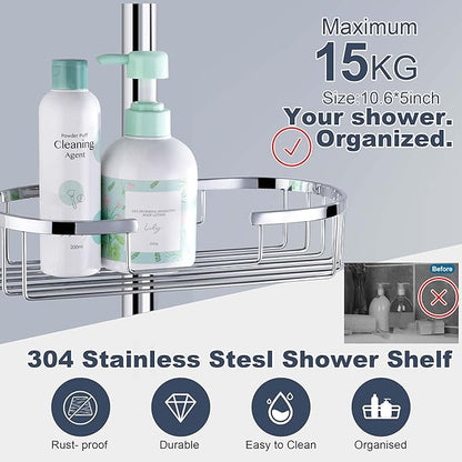 Rain Shower System with Shelf, 12 Inch Rain Shower Head Set with Hand Shower Head, SonTiy Dual Shower Combo with Height Adjustable Holder, Brass Valve, Chrome