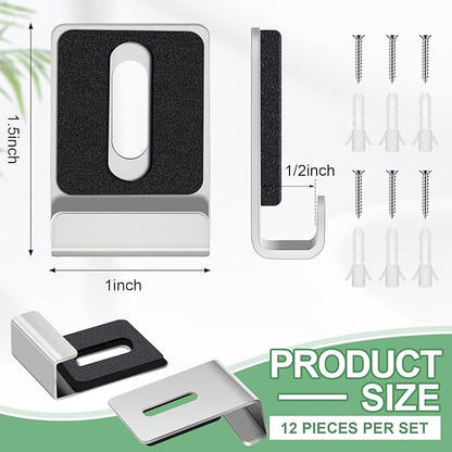 12 Pcs Metal Mirror Holder Clips for Wall Mounting Heavy Duty Frameless Mirror Hangers Hooks Hardware Mounting Clip for Wall Tile Billboard Display(Silver,1/2 Inch)