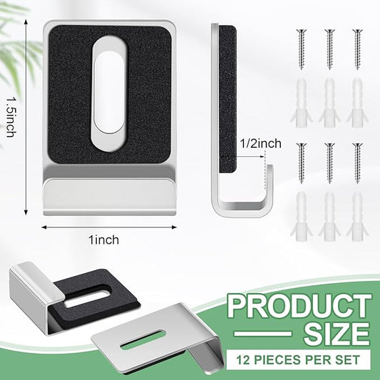 12 Pcs Metal Mirror Holder Clips for Wall Mounting Heavy Duty Frameless Mirror Hangers Hooks Hardware Mounting Clip for Wall Tile Billboard Display(Silver,1/2 Inch)