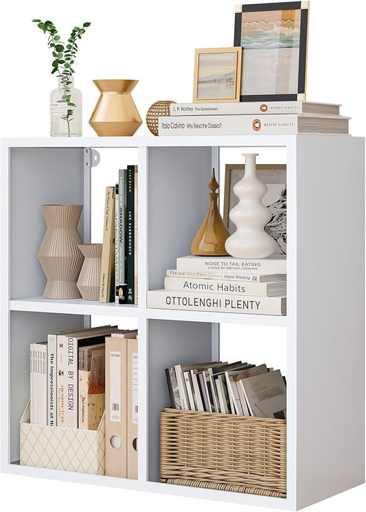 4-Cube Storage Organizer, Modern Cube Shelf, Small Bookshelf Storage Unit, Open Cubicle Bookcase for Living Room, Bathroom, Entrance Hall, Entryway