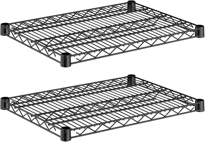 2-Pack Black 18" x 24" Additional Wire Shelf for Shelving Units, Replacement Shelves for Wire Rack