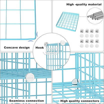 C&AHOME Wire Cube Storage, 8 - Cube Organizer Metal C Grids, Modular Shelves Units, Closet Organizer, Ideal for Home, Office, Living Room, 24.8" L x 12.4" W x 48.4" H, Blue UWCS3008B