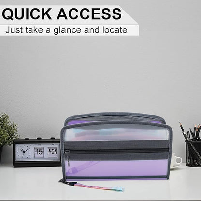 NAFY Small Accordian File Organizer, A5 Check Size 13 Pockets Coupon Receipt Holder Organizer with Zipper, 11X7 Inches Accordion Expanding Folder Wallet for Coupon, Receipt, Bills, Cash(Lilac)