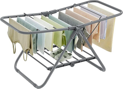 SONGMICS Small Clothes Drying Rack, Foldable 2-Level Laundry Drying Rack, Space-Saving, for Small Clothes, Towels, Bathroom, Balcony, 17.3 x 39.8 x 19.7 Inches, Dove Gray ULLR504G01