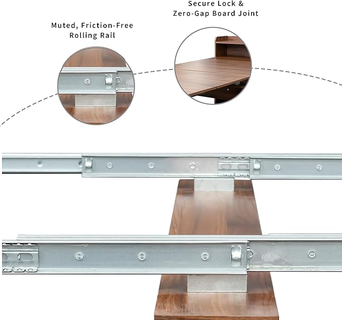 Extendable Folding Dining Table with Storage, 30”-88.4”L Expandable Rectangle Wood Table for 1–10 People, Space-Saving Modern Rustic Dining Room Kitchen Furniture, Walnut
