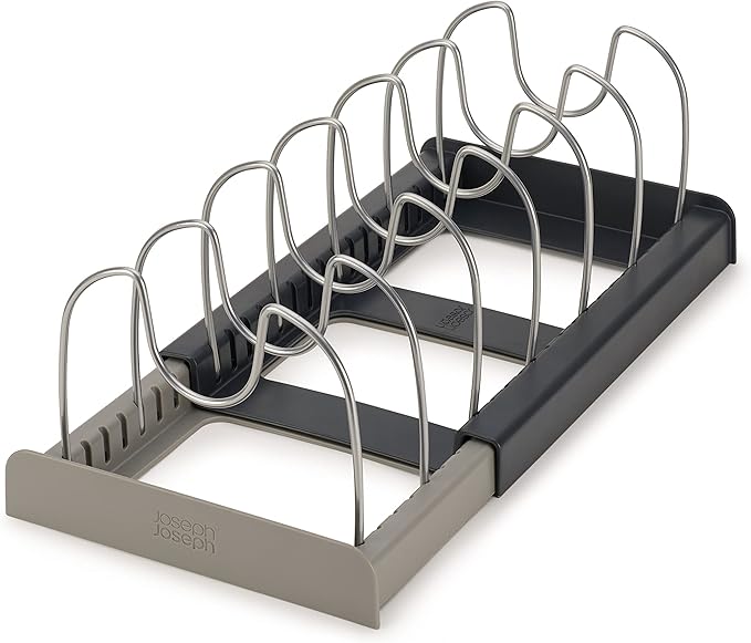 Joseph Joseph DrawerStore Expanding Cookware Organizer, Space saving storage for pan lids, baking trays - Grey