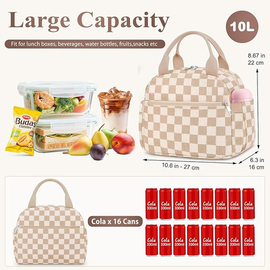 Lunch Box for Women, Cute Corduroy Insulated Lunch Bag Women Reusable Work Simple Adults Large Lunch Boxes Tote Bag Men Cooler Bag