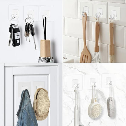 Large Adhesive Hooks, 33lb Heavy Duty Utility Hooks for Hanging, 30 Pack Damage Free Sticky Hanging Hook, No Trace Self-Adhesive Wall Hook for Kitchen Bathroom Office Multiple Uses