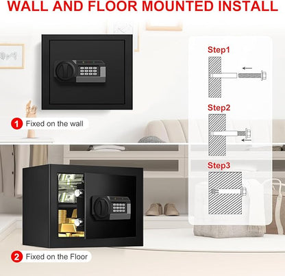 1.3 Cuft Safe Box Fireproof Waterproof, Digital Security Safes for Home Use Fire and Water Proof with Combination Lock, Alarm System and Removable Shelf, Anti-Theft Document Safes For Money, Jewelry