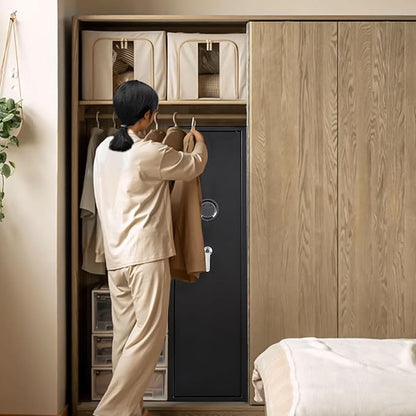 5 Gun Safe Rifle, Long Gun Cabinet for Home Rifle and Pistols, Gun Locker & Cabinets with Drawer and Removable Shelf, Cabinet with Alarm System, Rifle Safe with LED Light