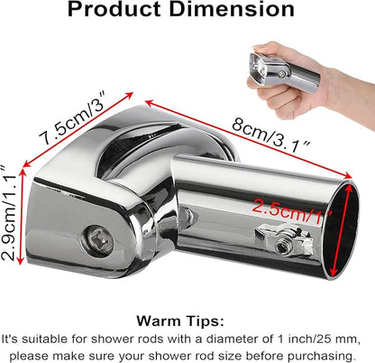 Kokone Shower Curtain Rod Bracket Set of 10 Ajustable 180° Rotation Bracket for Curved Shower Curtain Rods Sturdy Zinc Alloy Wall Mounted Shower Curtain Rod Holder for Bathroom,Wardrobe,Kitchen,Silver