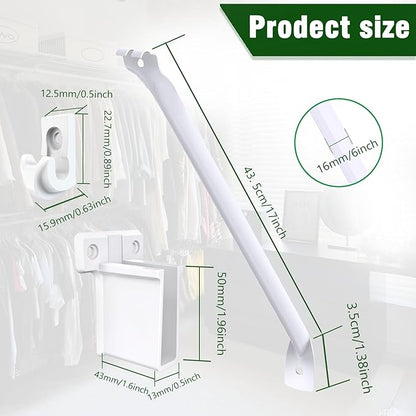 4 Pcs 12 Inch Wire Shelf Brackets, Metal Support Brackets with 8 Wire Shelf Clips and 2 End Brackets, Wire Closet Support Shelving for Closet Shelves Racks and Wardrobe