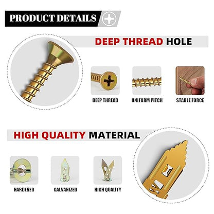 420 Pcs Self Drilling Drywall Anchors with Screws Kit, 2 Sizes Drywall Anchors and 4 Sizes Zinc Plated Screws, Holds Up to 100lbs, No Pre-Drill Needed, for TV, Shelf Straps, Picture Frames