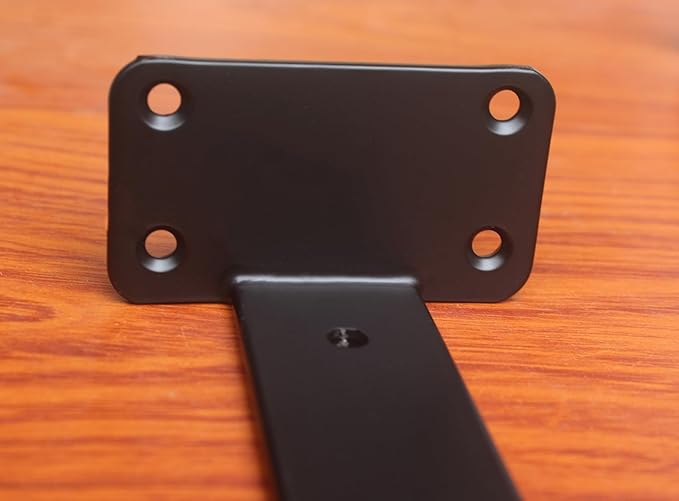 2 Pack - 8 inch Black Hidden L Shelf Bracket (1/5 Inch Thicked) Iron Floating Shelf Brackets Rustic Industrial Metal Brackets for Shelf Support