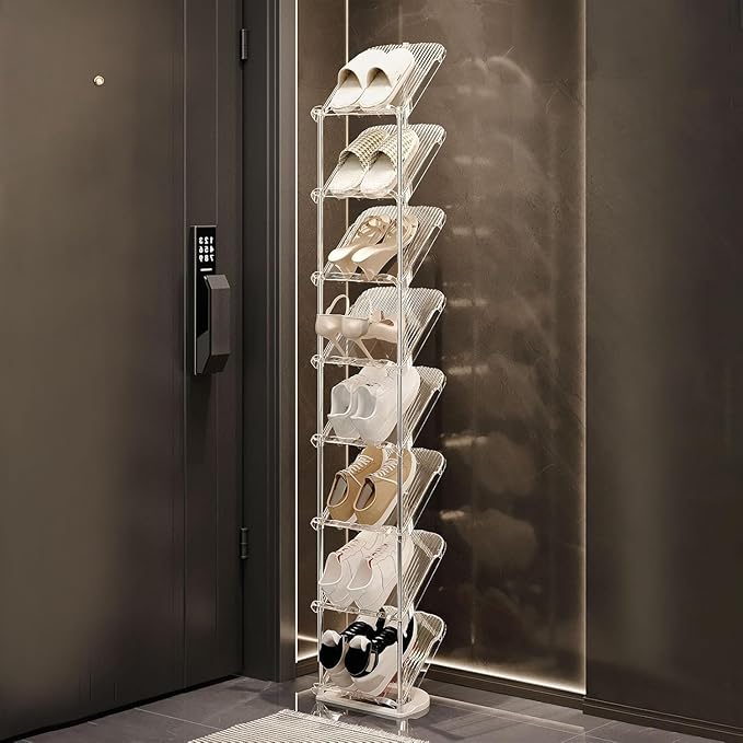 YYW Clear Narrow Shoe Rack for Entryway, Free Standing Shoe Racks Shelf Closet, Shoe Storage Organizer for Living Room