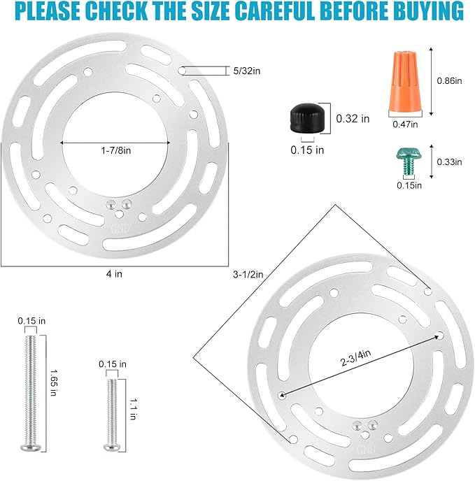 4 Pack Universal Light Fixture Mounting Bracket, 4 Inch Diameter Ceiling Light Mounting Bracket, Round Steel Light Crossbar Plate with Screws & Nuts for Ceiling Fan, Pendant Light, Wall Sconces