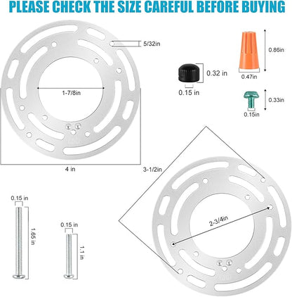 4 Pack Universal Light Fixture Mounting Bracket, 4 Inch Diameter Ceiling Light Mounting Bracket, Round Steel Light Crossbar Plate with Screws & Nuts for Ceiling Fan, Pendant Light, Wall Sconces