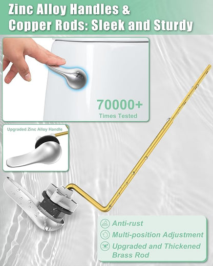 Universal Toilet Bowl Flush Handle Replacement Kit Side Mount, Toilet Repair Kit Inside Tank Chain Flusher Handle Lever Replacement Parts Compatible with American Standard Mansfield Kohler TOTO Eljer