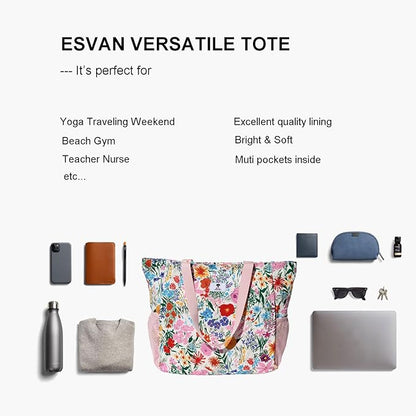 ESVAN Yoga Mat Bag Yoga Tote Carrier Shoulder Bag Carryall Tote for Office,Yoga,Pilates,Travel,Beach and Gym
